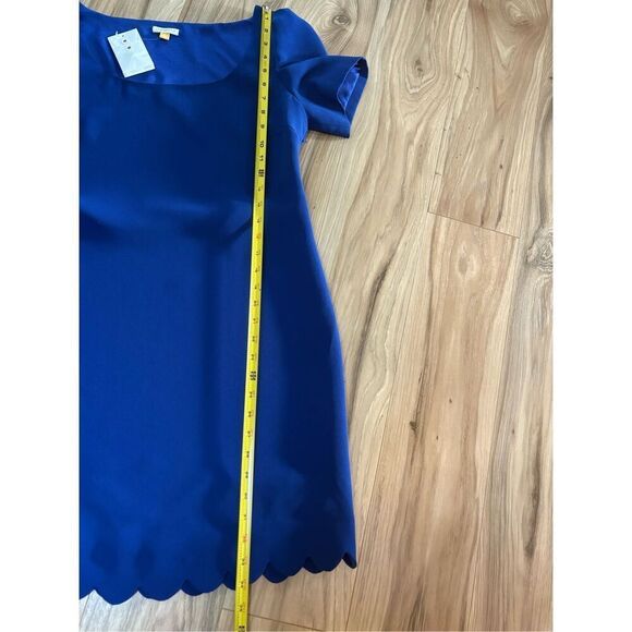 Anthropologie Blue Scalloped Hem Mini Dress‎ Short Puff Sleeve Party - Picture 12 of 12